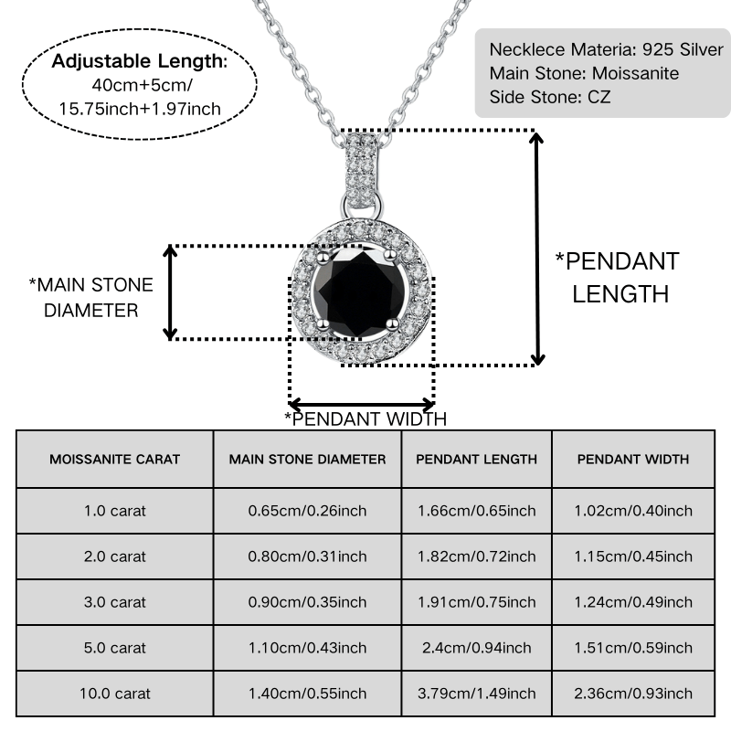 Women's 925 Silver Moissanite Pendant Necklace